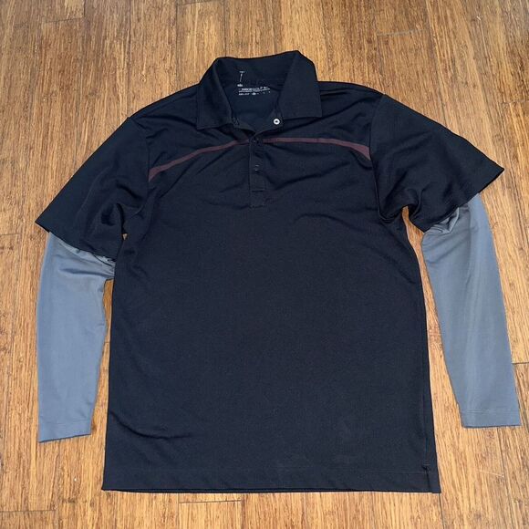 Mens‎ Nike Golf Dri For Polo With Long Sleeve And Snap Collar Size Medium - Picture 1 of 6